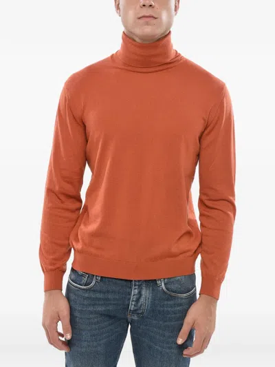Malo Cashmere Turtleneck Sweater In Orange