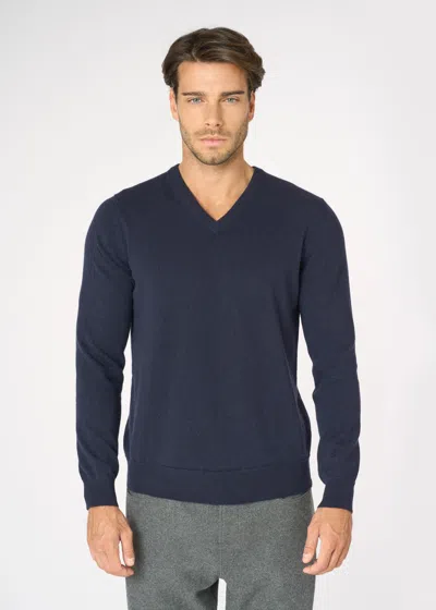 Malo V-neck Cashmere Sweater In Blue