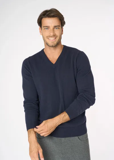 Malo V-neck Cashmere Sweater In Blue