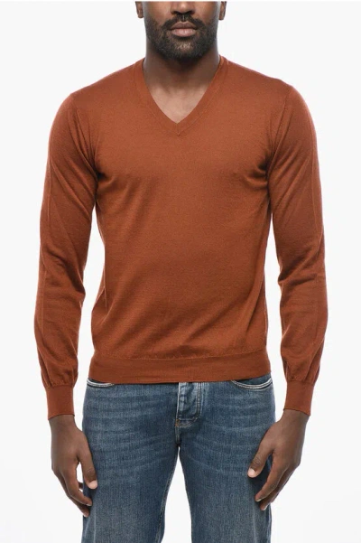 Malo Cashmere V-neck Sweater In Brown