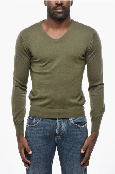 Malo Cashmere V-neck Sweater In Green