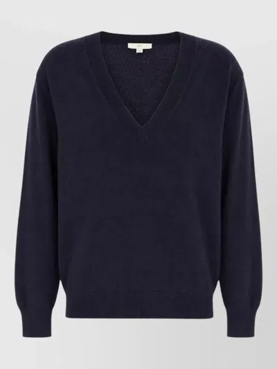 Malo Cashmere V Neck Sweater Long Sleeves In Black