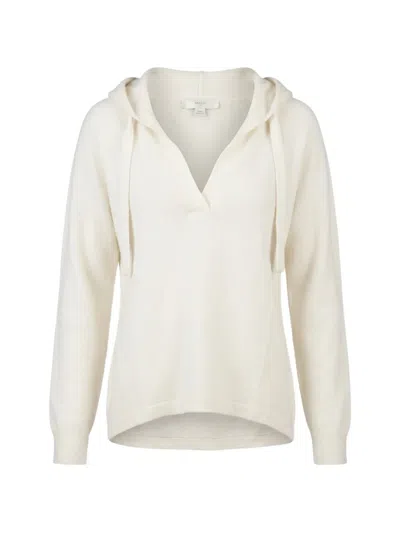 Malo Cashmere V-neck Hoodie In Neutral
