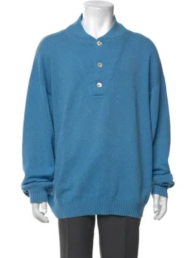Pre-owned Malo Cashmere V-neck Polo Sweater In Blue