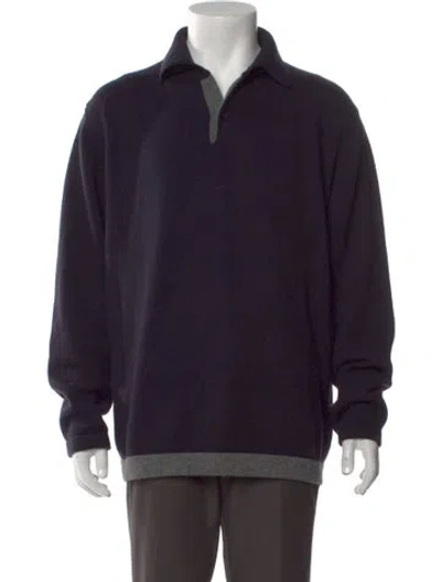 Pre-owned Malo Cashmere V-neck Polo Sweater In Blue