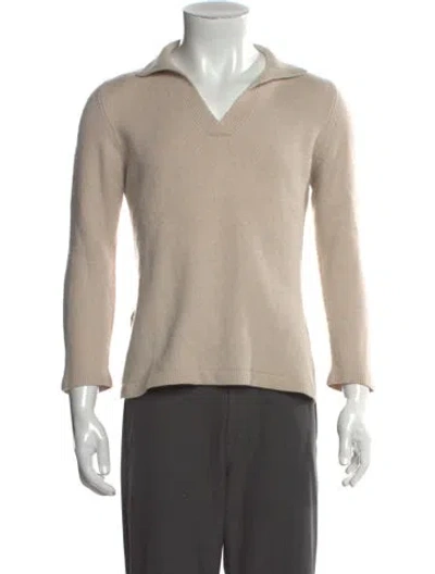 Pre-owned Malo Cashmere V-neck Polo Sweater In Neutral