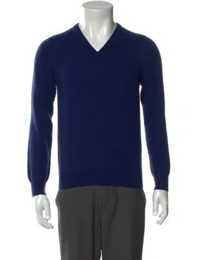 Pre-owned Malo Cashmere V-neck Pullover In Blue
