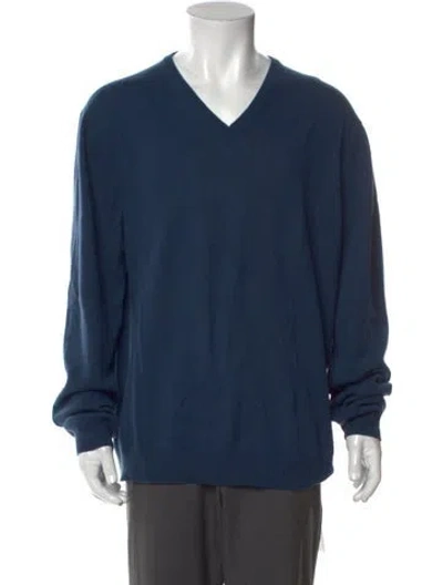 Pre-owned Malo Cashmere V-neck Pullover In Blue