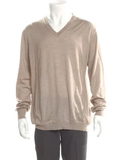Pre-owned Malo Cashmere V-neck Pullover In Neutral