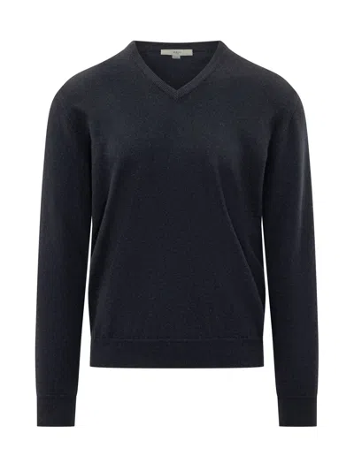 Malo Cashmere V-neck Pullover Sweater In Blu
