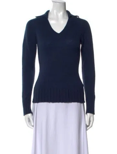 Pre-owned Malo Cashmere V-neck Sweater In Blue