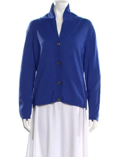 Pre-owned Malo Cashmere V-neck Sweater In Blue