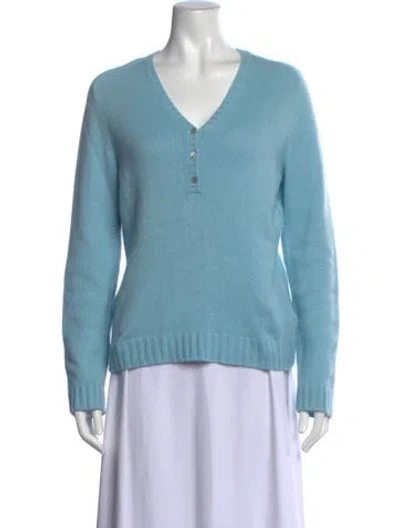 Pre-owned Malo Cashmere V-neck Sweater In Blue