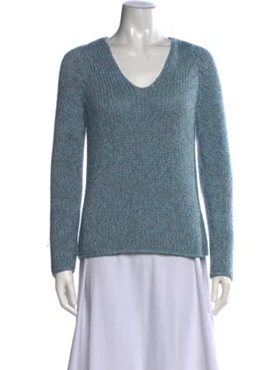 Pre-owned Malo Cashmere V-neck Sweater In Blue