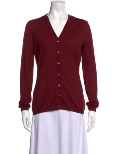 Pre-owned Malo Cashmere V-neck Sweater In Burgundy