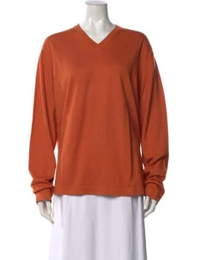 Pre-owned Malo Cashmere V-neck Sweater In Orange