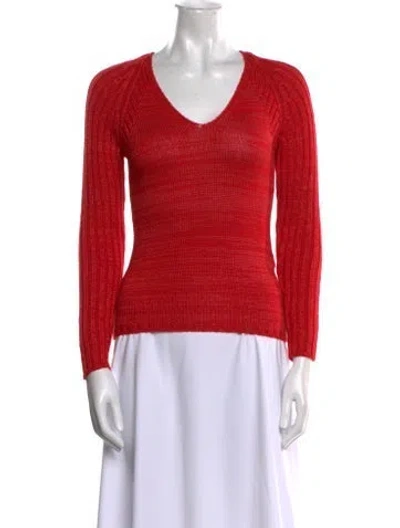 Pre-owned Malo Cashmere V-neck Sweater In Red