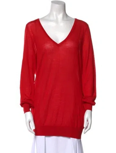 Pre-owned Malo Cashmere V-neck Sweater W/ Tags In Red