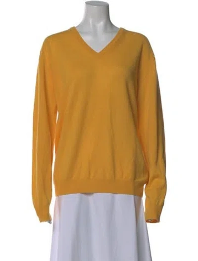 Pre-owned Malo Cashmere V-neck Sweater W/ Tags In Yellow
