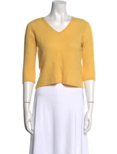 Pre-owned Malo Cashmere V-neck Sweater In Yellow