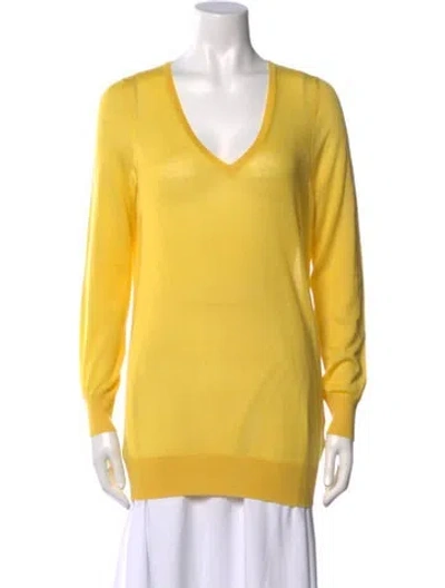 Pre-owned Malo Cashmere V-neck Sweater In Yellow