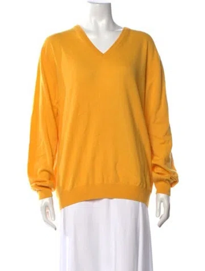 Pre-owned Malo Cashmere V-neck Sweater In Yellow