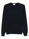Malo Cashmere-wool Blend Crew Neck Sweater With Ribbed Cuffs In Black