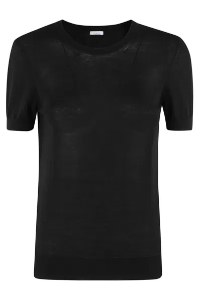 Malo Classic Black T-shirt With Ribbed Trim