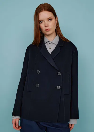 Malo Coat In Double Cashmere And Wool In Blue