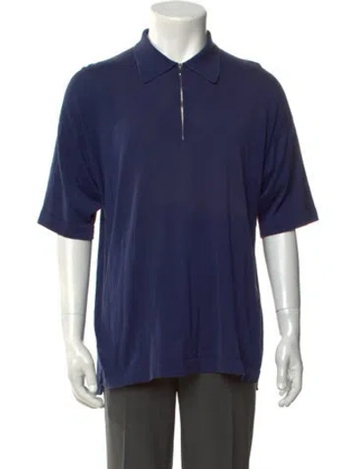 Pre-owned Malo Collar Short Sleeve Polo Sweater In Blue