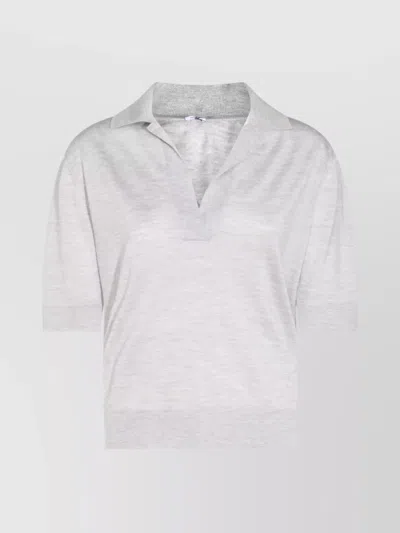 Malo Collared Half Sleeves Ribbed Hem Soft Texture