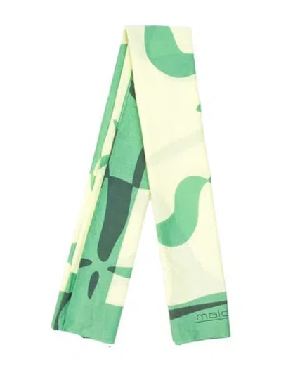 Pre-owned Malo Colorblock Pattern Scarf In Green