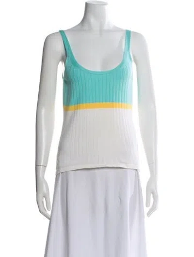 Pre-owned Malo Colorblock Pattern Scoop Neck Top In Green