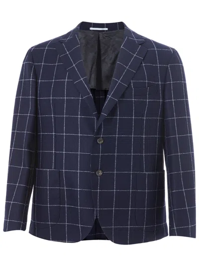 MALO CONTRAST BLUE WOOL JACKET