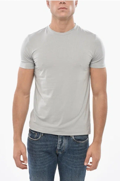 Malo Cotton Crew-neck T-shirt In Silver