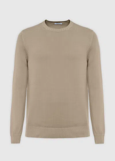 Malo Cotton Crewneck Sweater In Brown