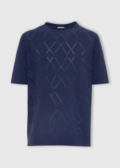 Malo Cotton Crewneck Sweater In Blue