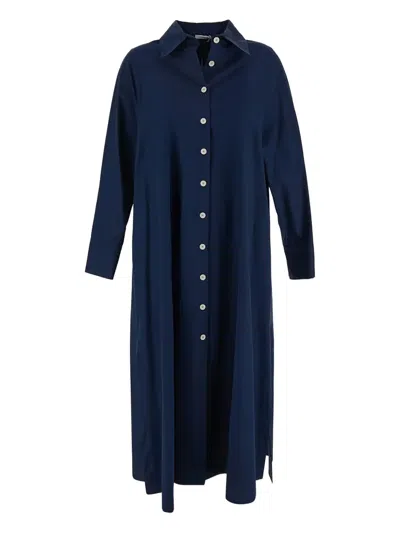 Malo Cotton Dress In Blue