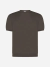 Malo Cotton Half-sleeved Sweater In Mud