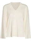 Malo Knitwear V-neck Long Sleeves Soft Texture In Neutral