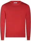 Malo Crewneck Sweater With Ribbed Cuffs And Hem In Red