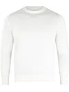 Malo Soft Texture Crewneck Sweater With Ribbed Cuffs In Weiss