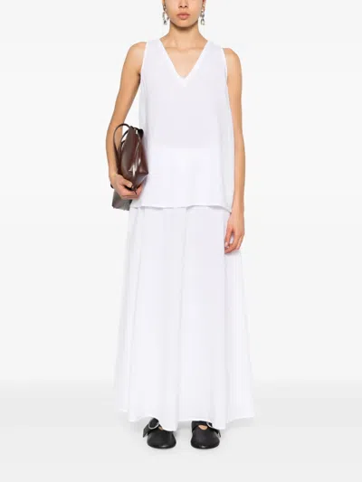 Malo Cotton Midi Skirt In Weiss