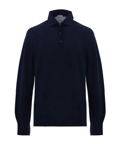 Malo Long-sleeved Polo Shirt In Blue