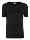 Malo Classic Black T-shirt With Ribbed Trim In Black