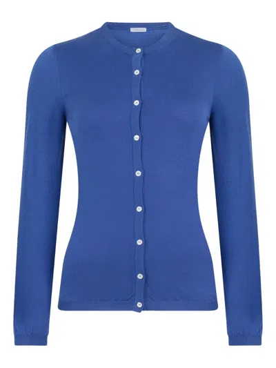 Malo Crew-neck Cardigan In Blue
