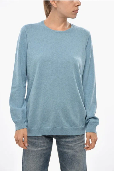 Malo Crew Neck Cashmere Blend Sweater In Blue