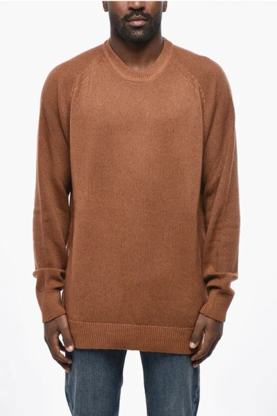 Malo Crew Neck Cashmere Blend Sweater In Brown