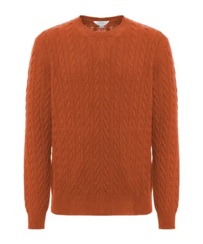 Malo Crew Neck In Luxury Cashmere In Orange