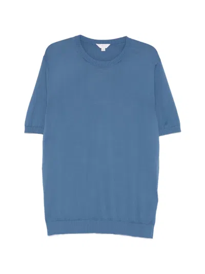 Malo Crew-neck Knit T-shirt In Blue